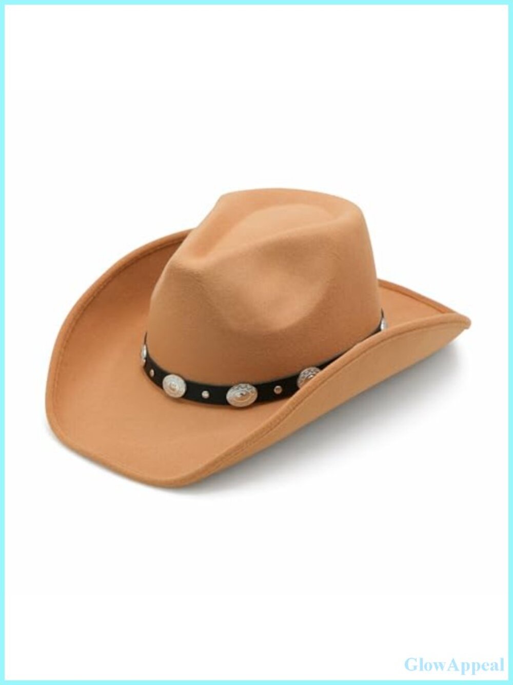 Camel Wide Brim Felt Cowgirl Hat with Belt Buckle for Women Men